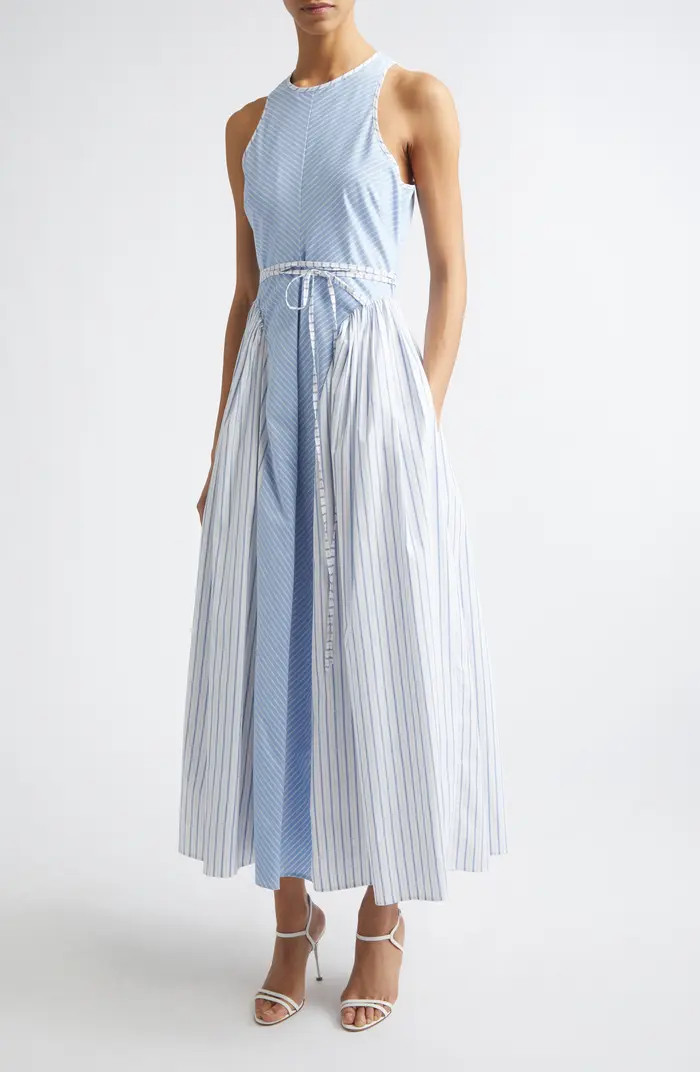 Cinq \u00e0 Sept Emin Mixed Stripe Sleeveless Cotton Blend Maxi Dress | Nordstrom | Nordstrom