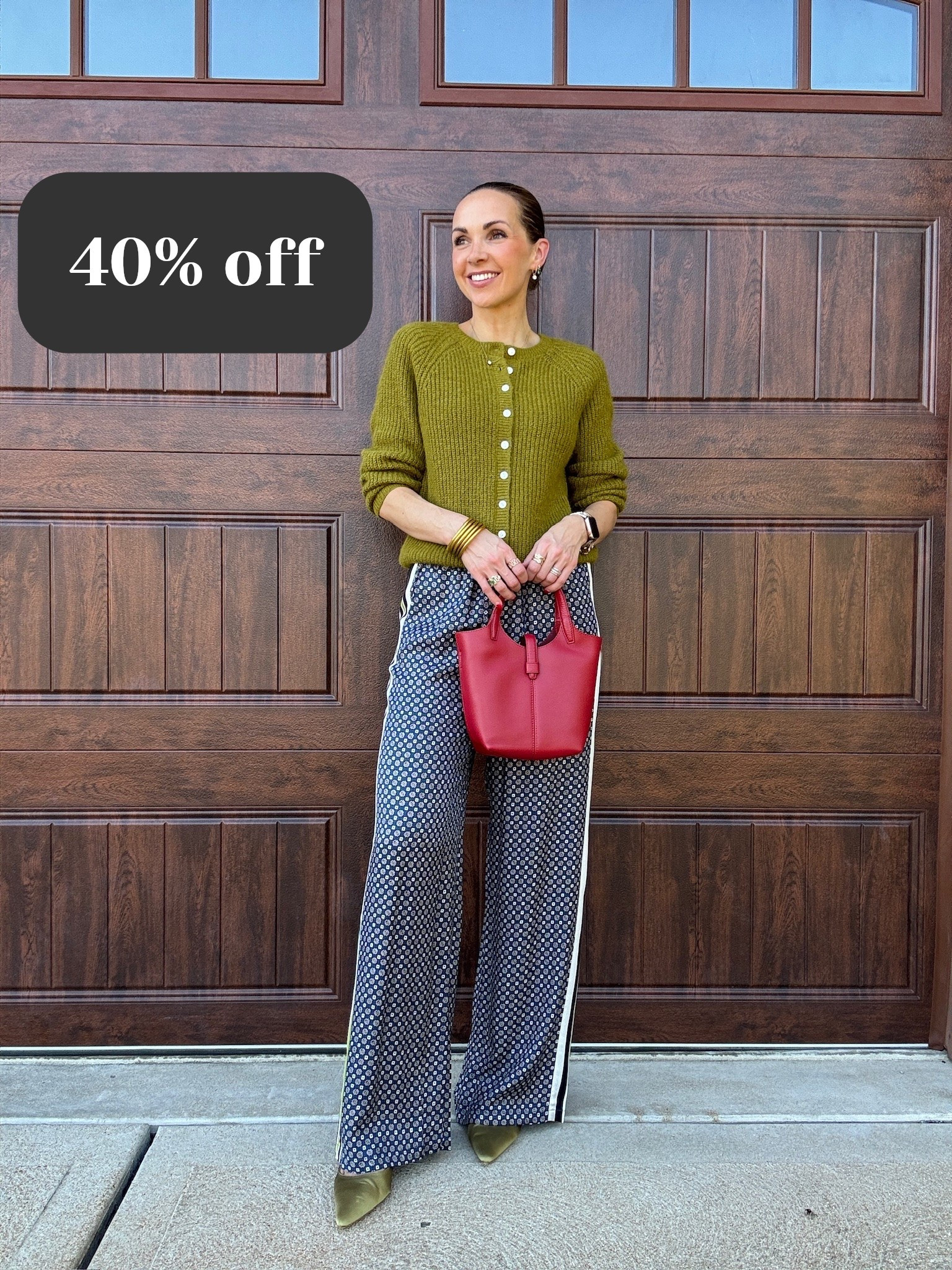 @oldnavy cardigan I paired with @Anthropologie pants is 40% off (50% off if you are a card holder). Wearing a small