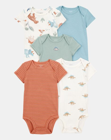 Baby Boy 5-Pack Dinosaur Short-Sleeve Cotton Bodysuits | Carter's Inc