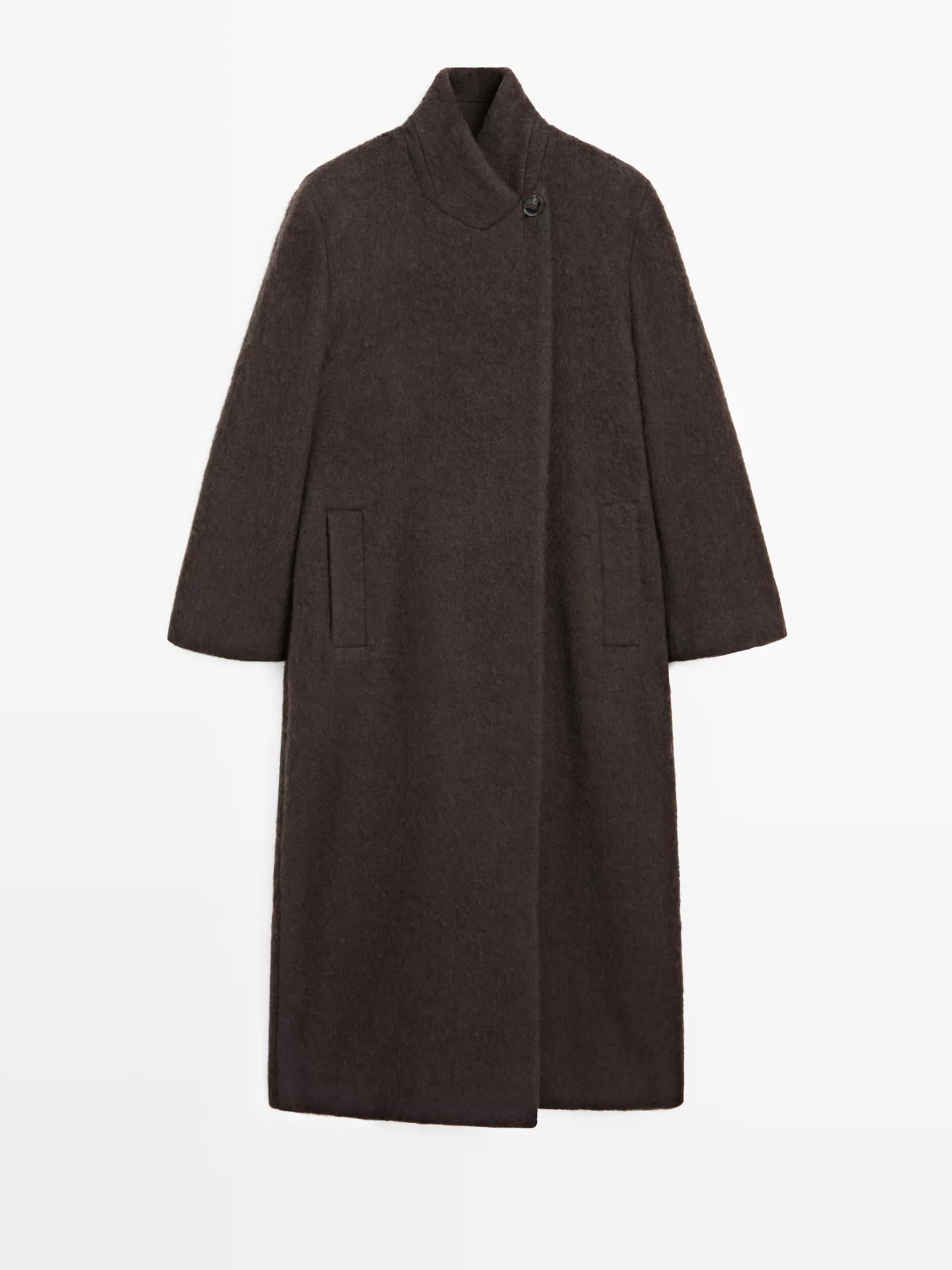 Long double-breasted coat with brushed finish | Massimo Dutti UK