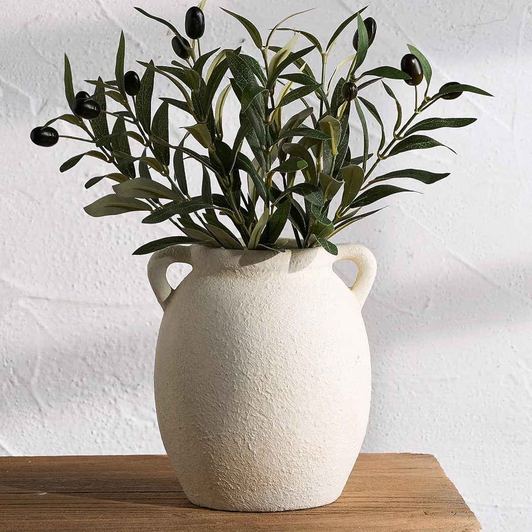 Dobbyby Ceramic Flower Vase 7.6 inch Farmhouse Rustic Vase Decorative Pottery Terracotta Vases fo... | Amazon (US)