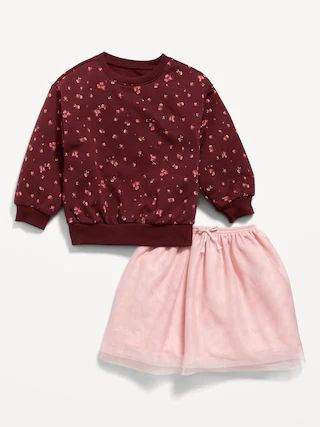 Crew-Neck Sweatshirt and Tulle Skirt Set for Toddler Girls | Old Navy (US)