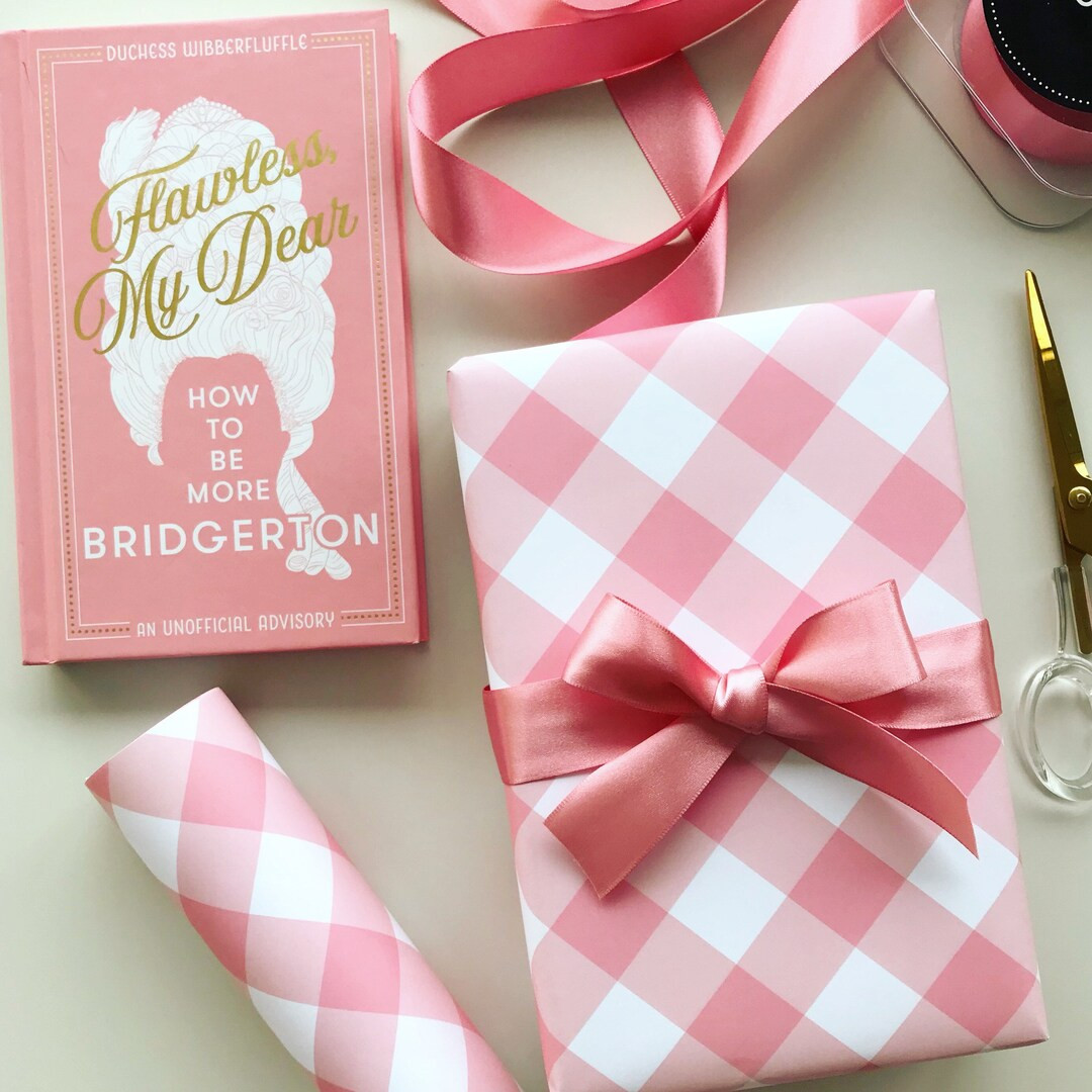 Wrapping Paper: Diagonal Blush Gingham gift Wrap Birthday - Etsy | Etsy (US)