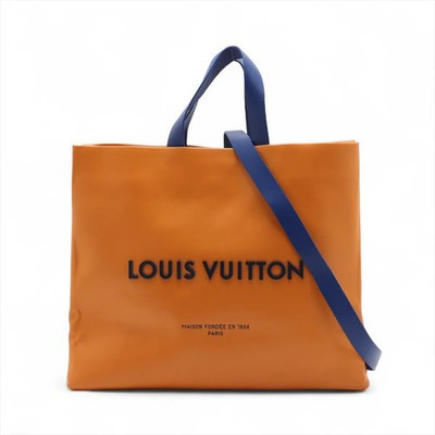 Louis Vuitton Logo Shopper Tote Bag MM M24457 Orange There was an RFID response | eBay US
