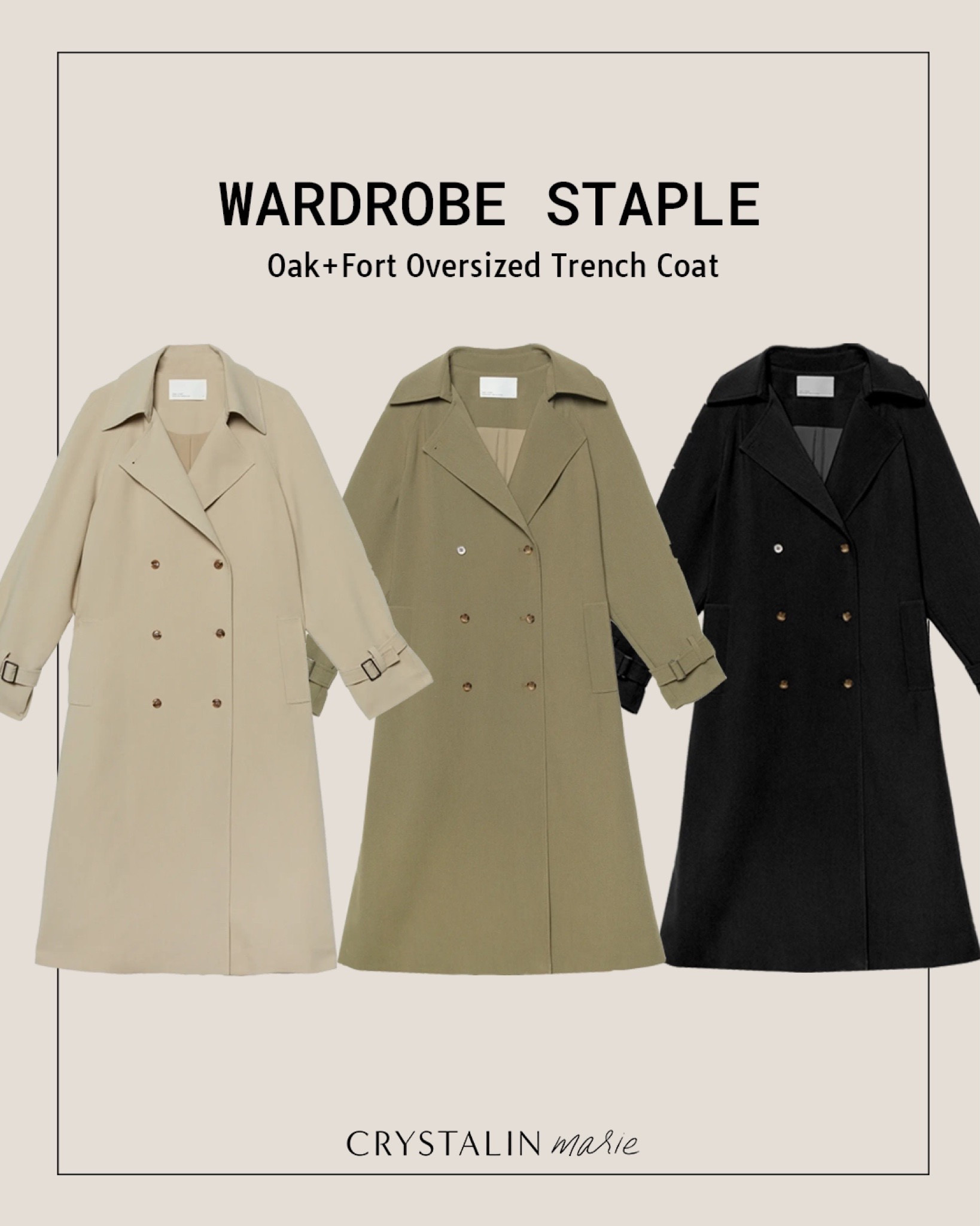 Oak + For oversized trench coat- back in stock in beige! 

I have the beige in xxs. It’s a great fit and lightweight material that moves well. Perfectly oversized.

Spring trench coat, spring style, petite style, neutral capsule wardrobe, minimal style, spring jacket. 

#LTKstyletip #LTKFind #LTKSeasonal