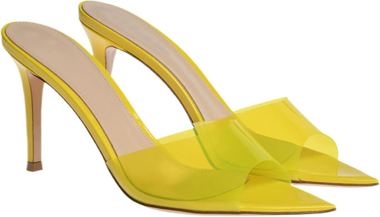 Women's Clear Pointed Toe Slingback Stilettos Heel Sandals Fashion Sexy Comfortable Summer Open T... | Amazon (US)