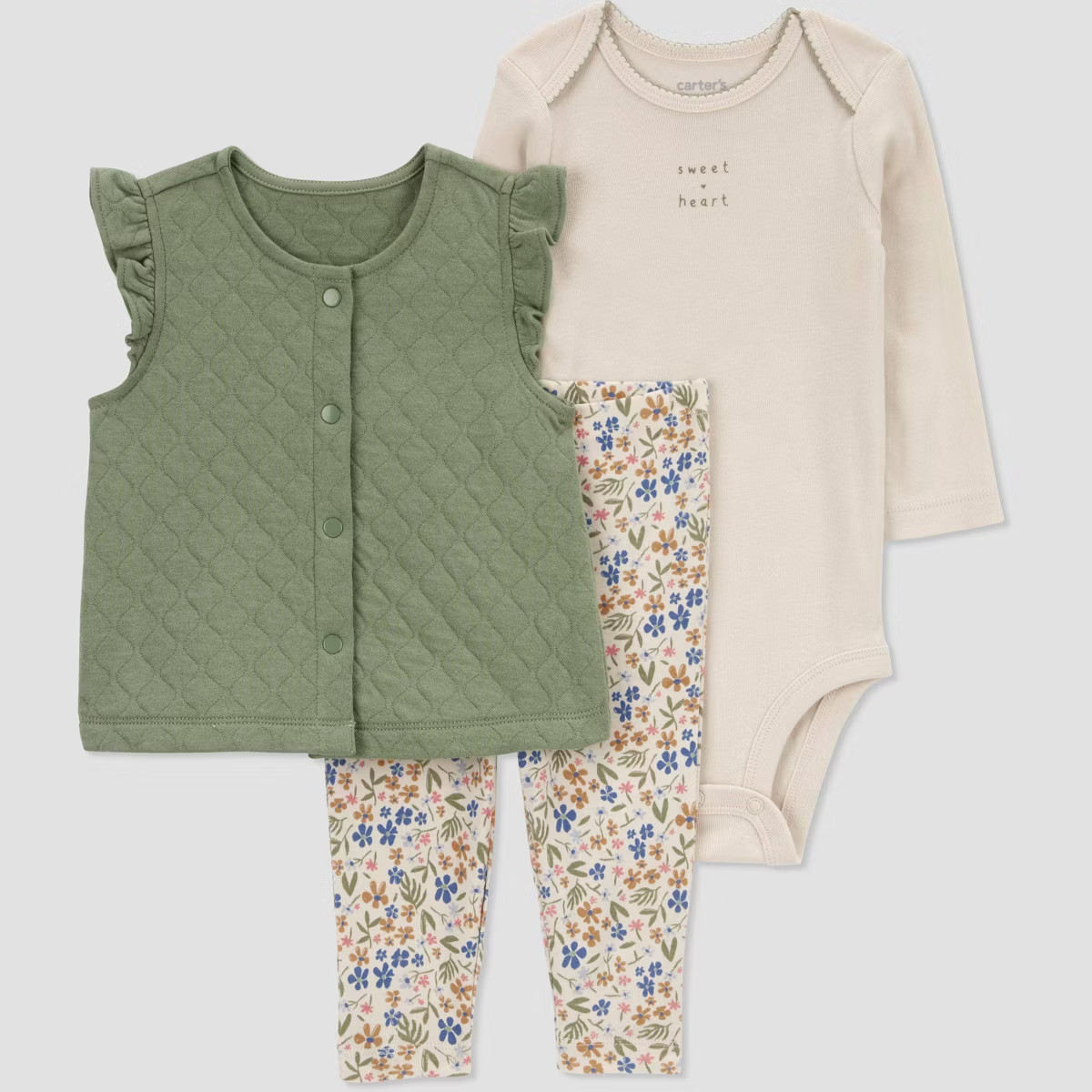 Carter's Just One You® Baby Girls' Floral Top & Bottom Set - Green | Target