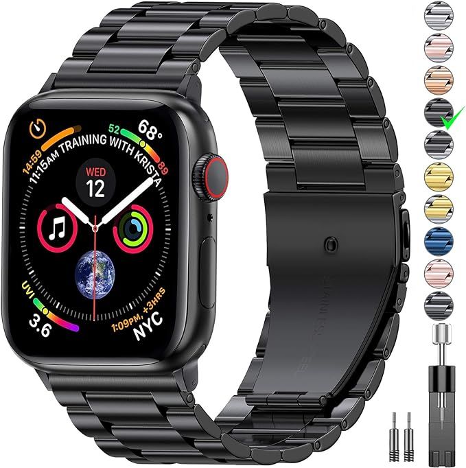 EPULY Compatible with Apple Watch Band 49mm 45mm 44mm 42mm 41mm 40mm 38mm, Business Stainless Ste... | Amazon (US)