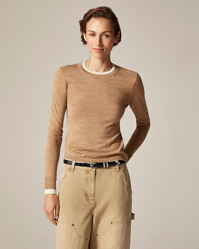 Carolyn layered crewneck sweater in merino wool | J. Crew US