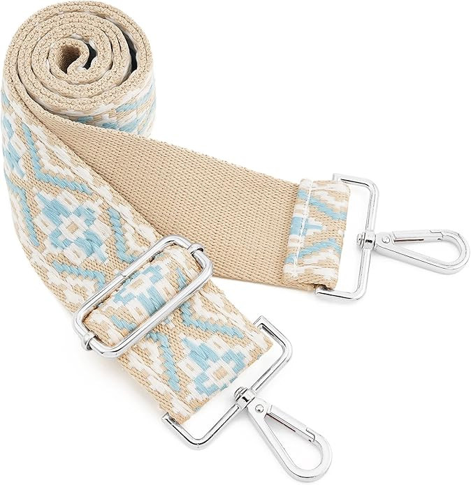 Silvery Buckles Wide Shoulder Strap Adjustable Replacement Belt Crossbody Canvas Bag Handbag | Amazon (US)