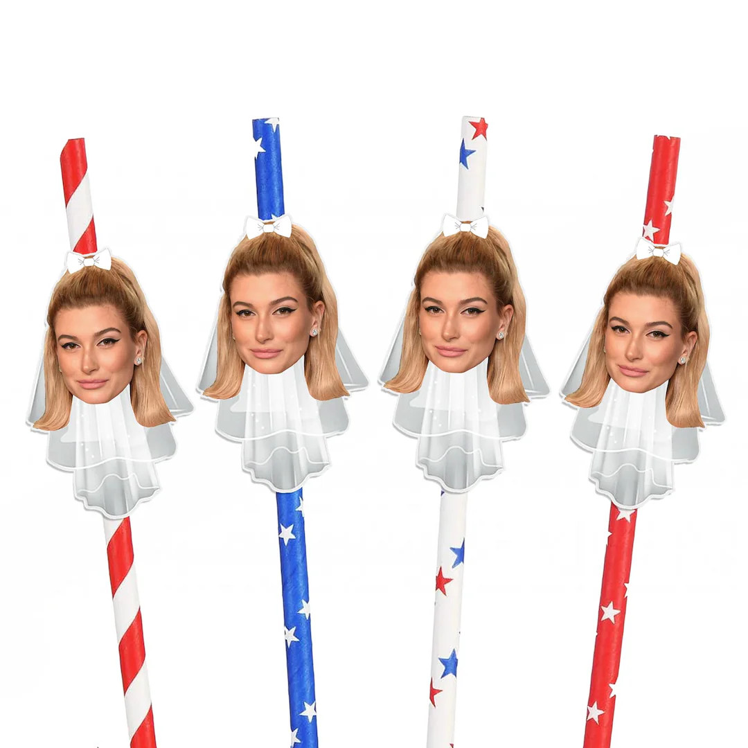 Bachelorette Party Face Straws July 4th Weekend Theme Bride's Last Night of Independence, Let Fre... | Etsy (US)