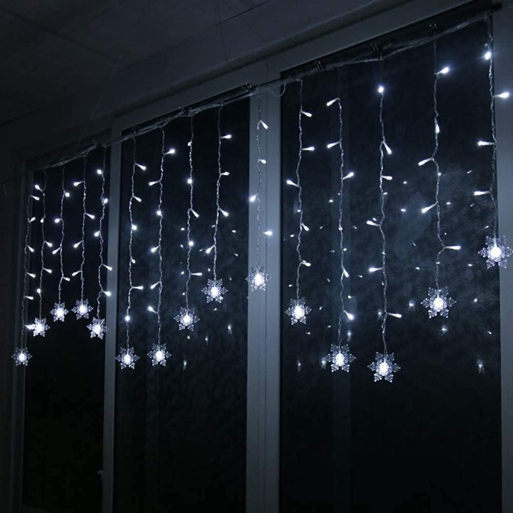 LED Curtain Lights,13ft/4M 96 LED Snowflake Curtain String Lights Plug-in Memory Window Curtain L... | Amazon (US)