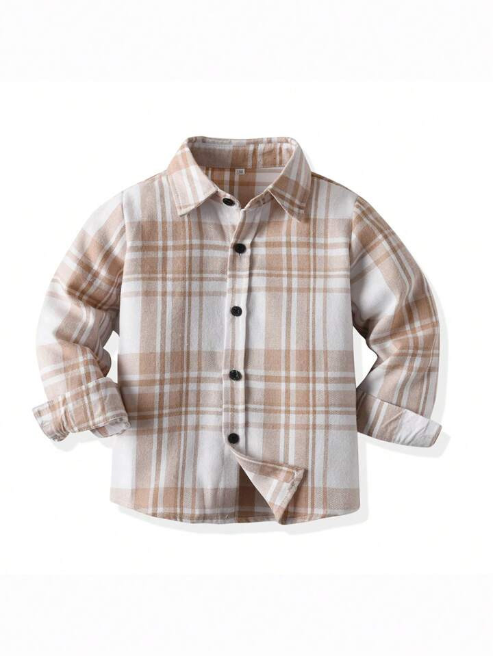 Young Boy Plaid Long Sleeve Shirt, Autumn | SHEIN USA | SHEIN