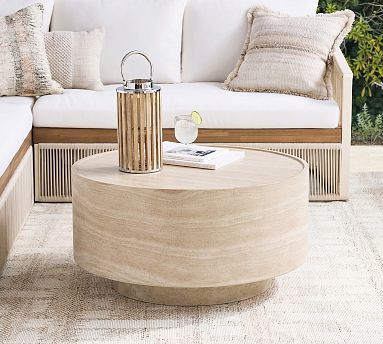 Sandy Concrete Round Outdoor Coffee Table (31") | Pottery Barn (US)