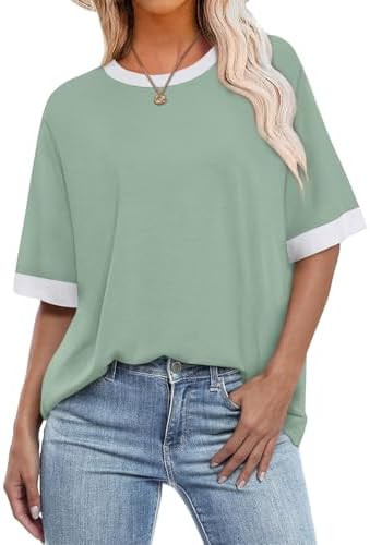 OFEEFAN Summer Tops for Women 2026 Short Sleeve Shirts Dressy Casual Crew Neck Tshirts Fashion | Amazon (US)