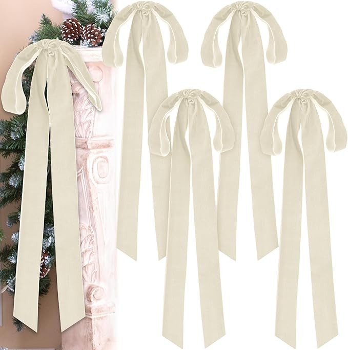 23.6 x 8.7 Inches Large Velvet Christmas Staircase Wreath Bows Rustic Crafts Velvet Bows for Chri... | Amazon (US)