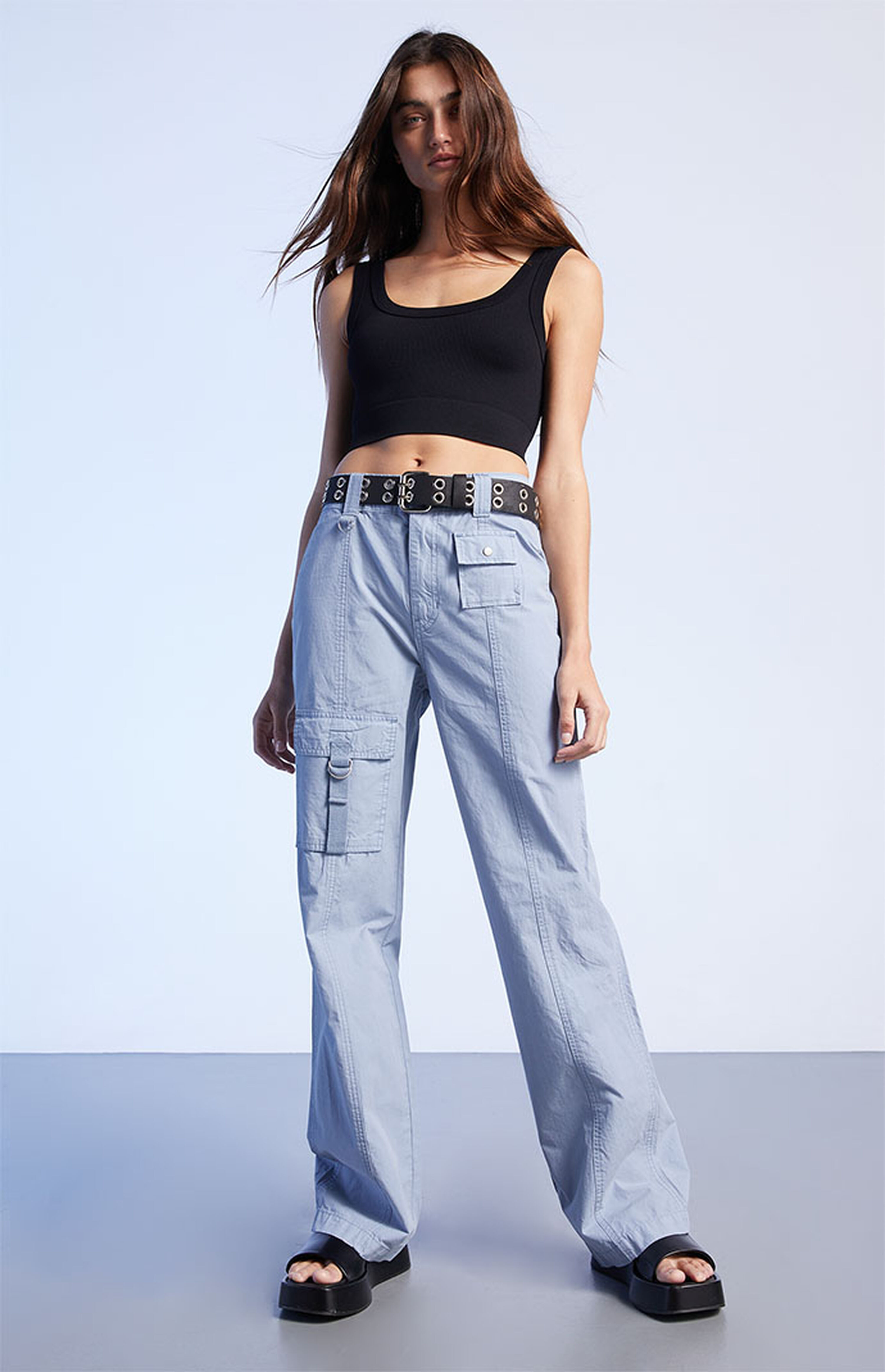 PacSun Blue Cargo Flare Pants | PacSun