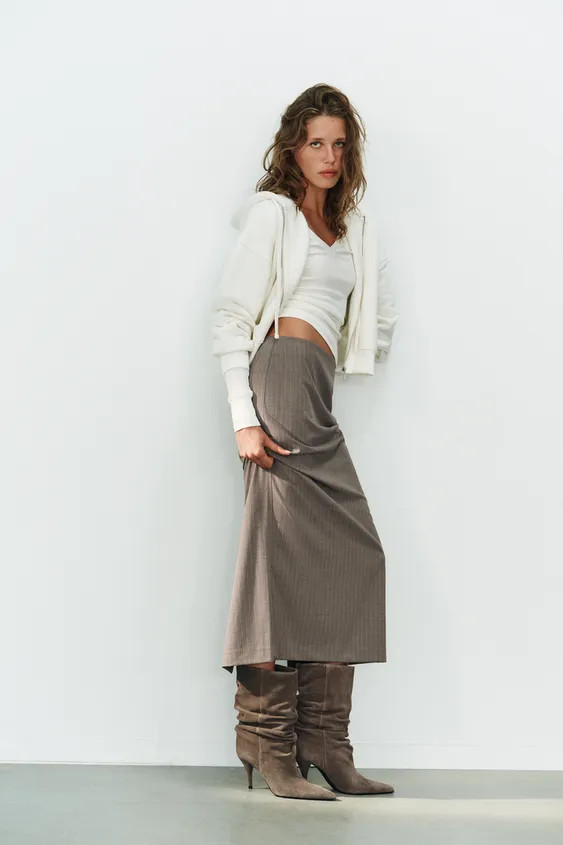 SUEDE GATHERED HIGH-HEEL BOOTS | Zara US