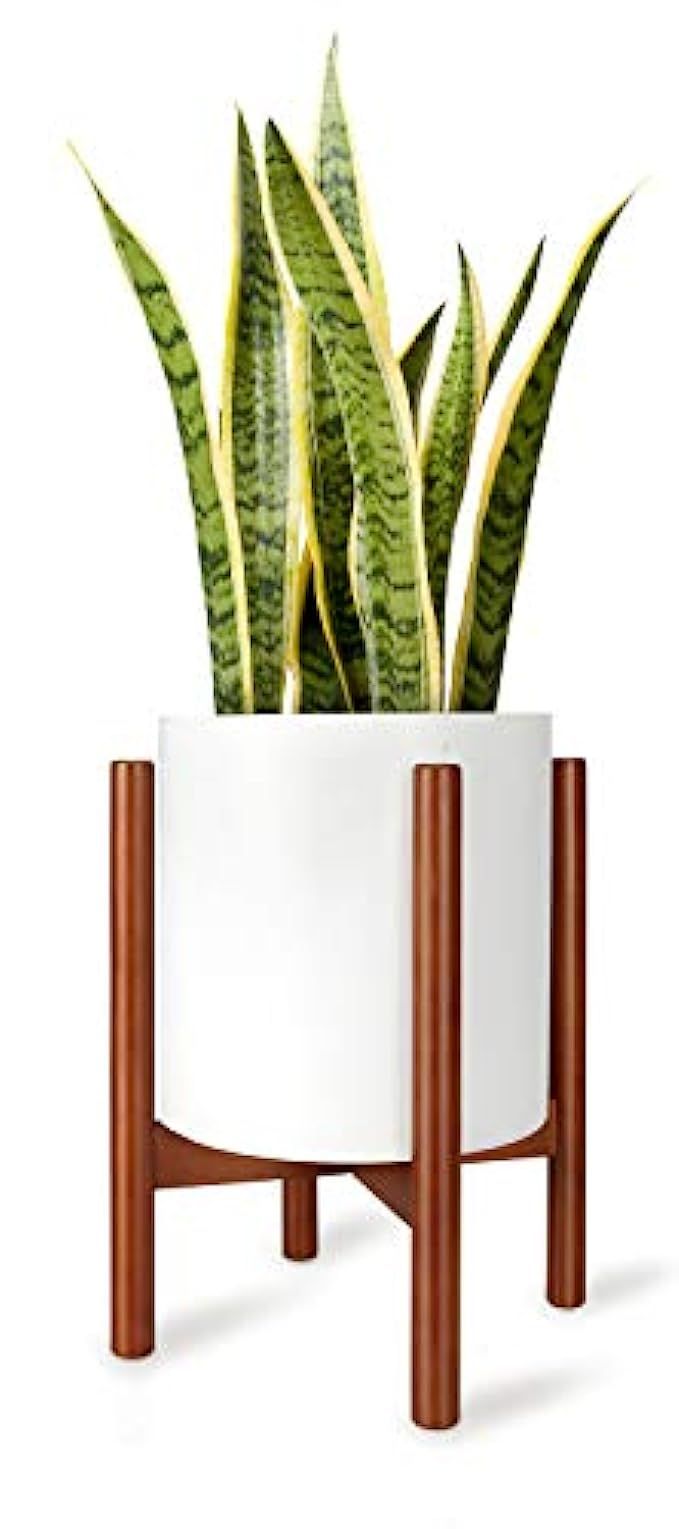Mkono Plant Stand Mid Century Wood Flower Pot Holder Display Potted Rack Rustic Decor, Up to 10 Inch | Amazon (US)