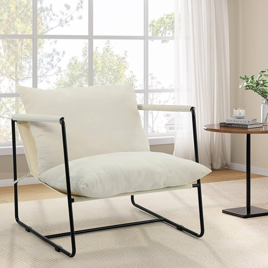 YITAHOME Sling Accent Chair, Metal Framed Armchair with Soft Cushion, Minimalist Style Chair for ... | Amazon (US)