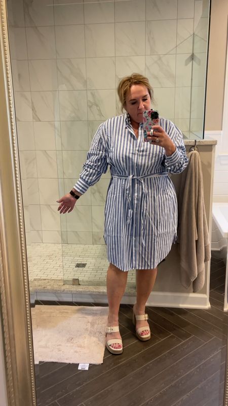 Easy inexpensive dinner shirtdress. Wearing an XL. WENT LARGER SIZE. 

Summer dress vacation dress swim coverup 

Linking a few shoes that would look great too  

#LTKunder50 #LTKswim #LTKSeasonal