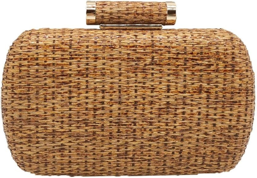 Boutique De FGG Casual Straw Clutch Purses for Women Chain Shoulder & Crossbody Bag Metal Evening... | Amazon (US)