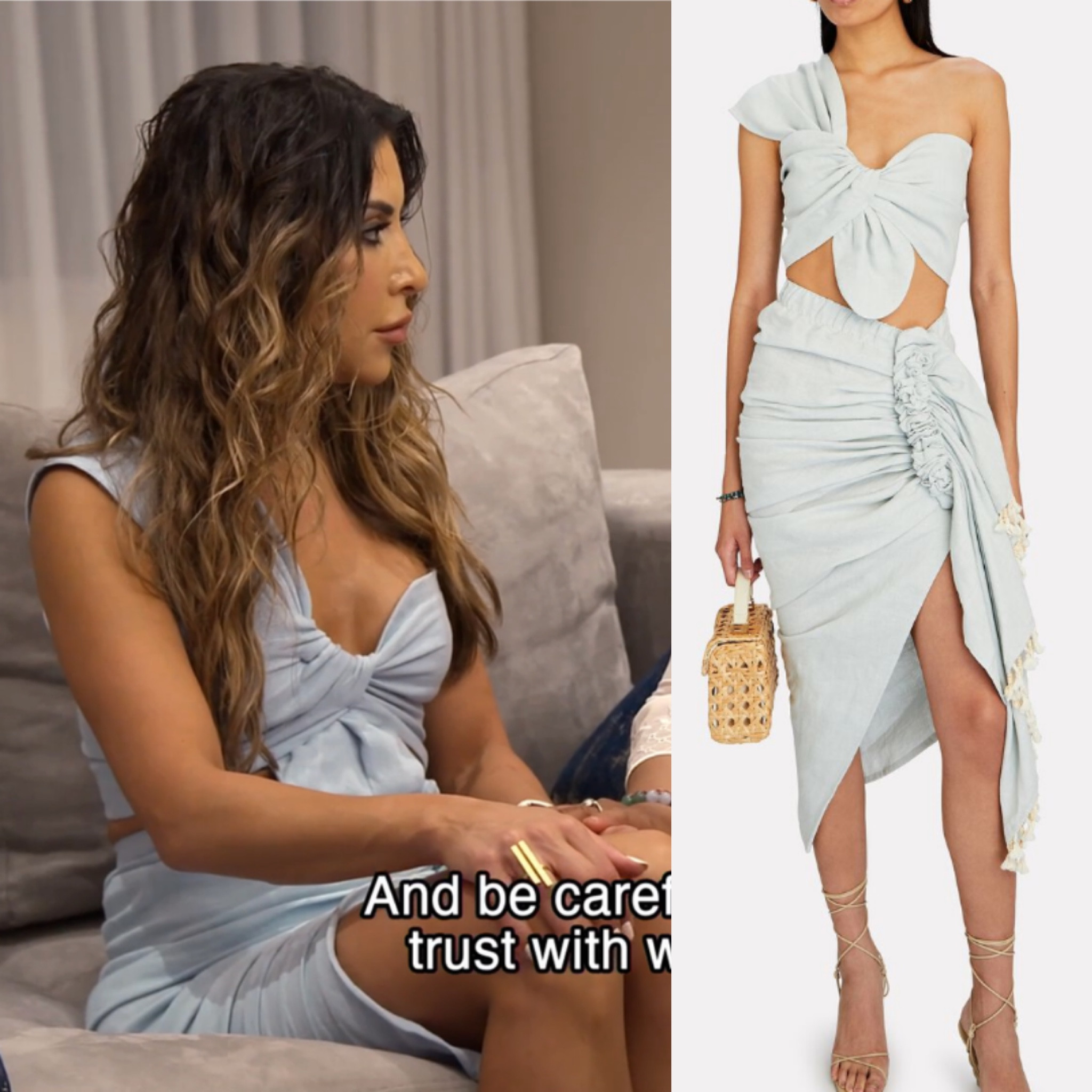 Taleen Marie’s Light Blue Tie Crop Top and Skirt (Taleen’s Set is Sold Out in Dusty Blue, Other Colors linked)