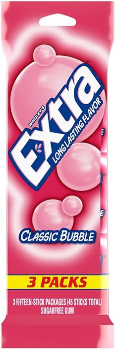 EXTRA Classic Bubble Sugar Free Chewing Gum, 15 Sticks (3 Pack) | Amazon (US)
