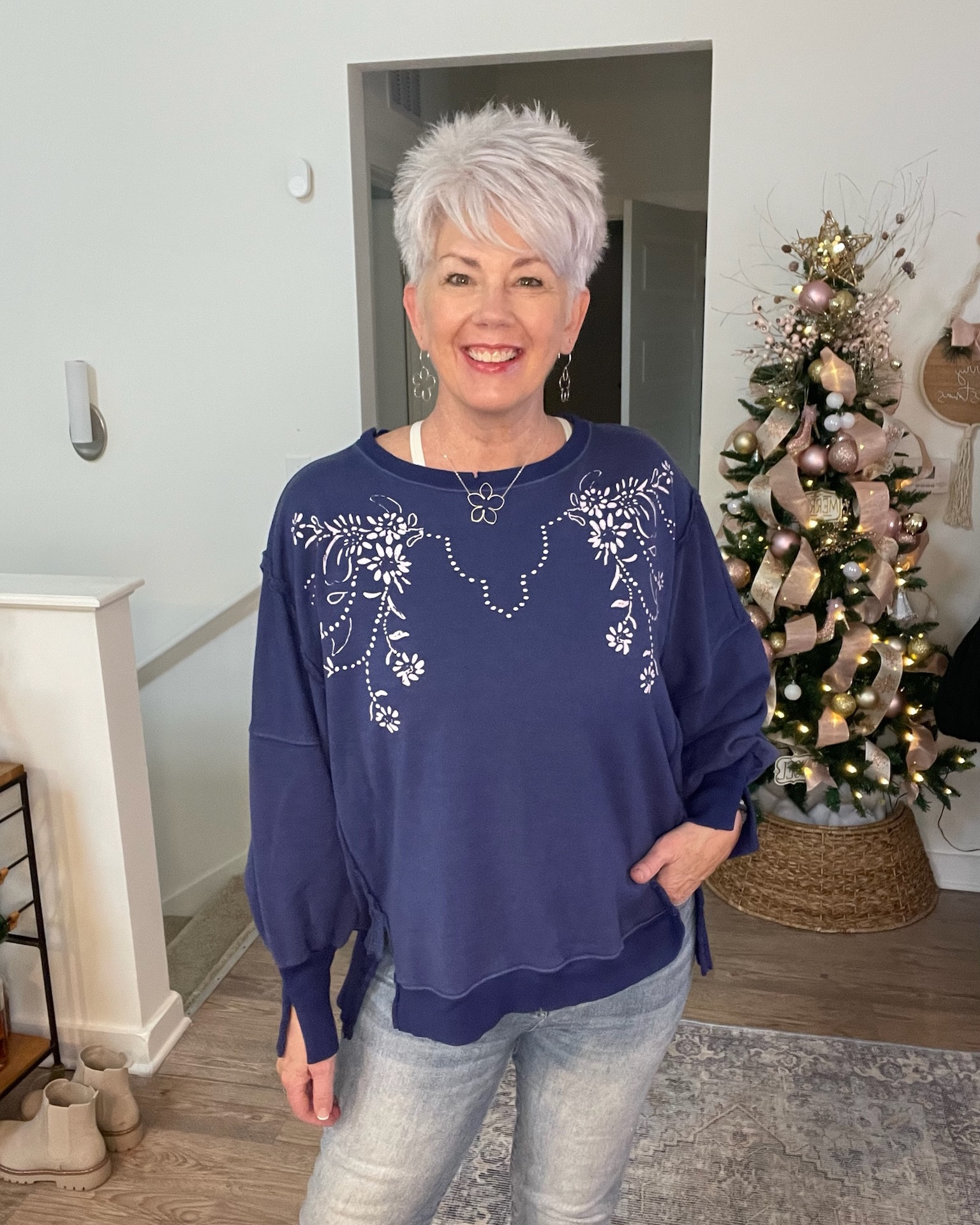 Sometimes the real Free People items are just better!! You need to snag this sweatshirt it comes in multiple patterns  

#LTKStyleTip #LTKWatchNow #LTKMidsize