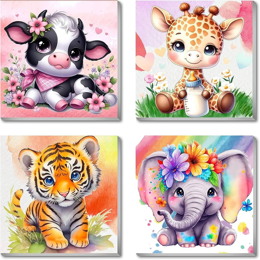 hkejoi 4 Pack Animal Paint by Numbers Kit for Kids with Framed, Easy Paint by Number Crafts for K... | Amazon (US)