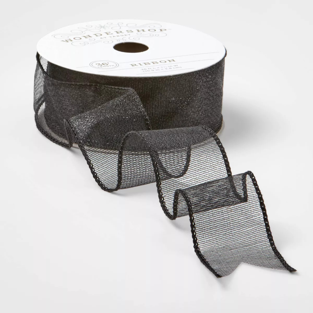 1.5" Metallic Fabric Christmas Ribbon Black 36ft - Wondershop™ | Target