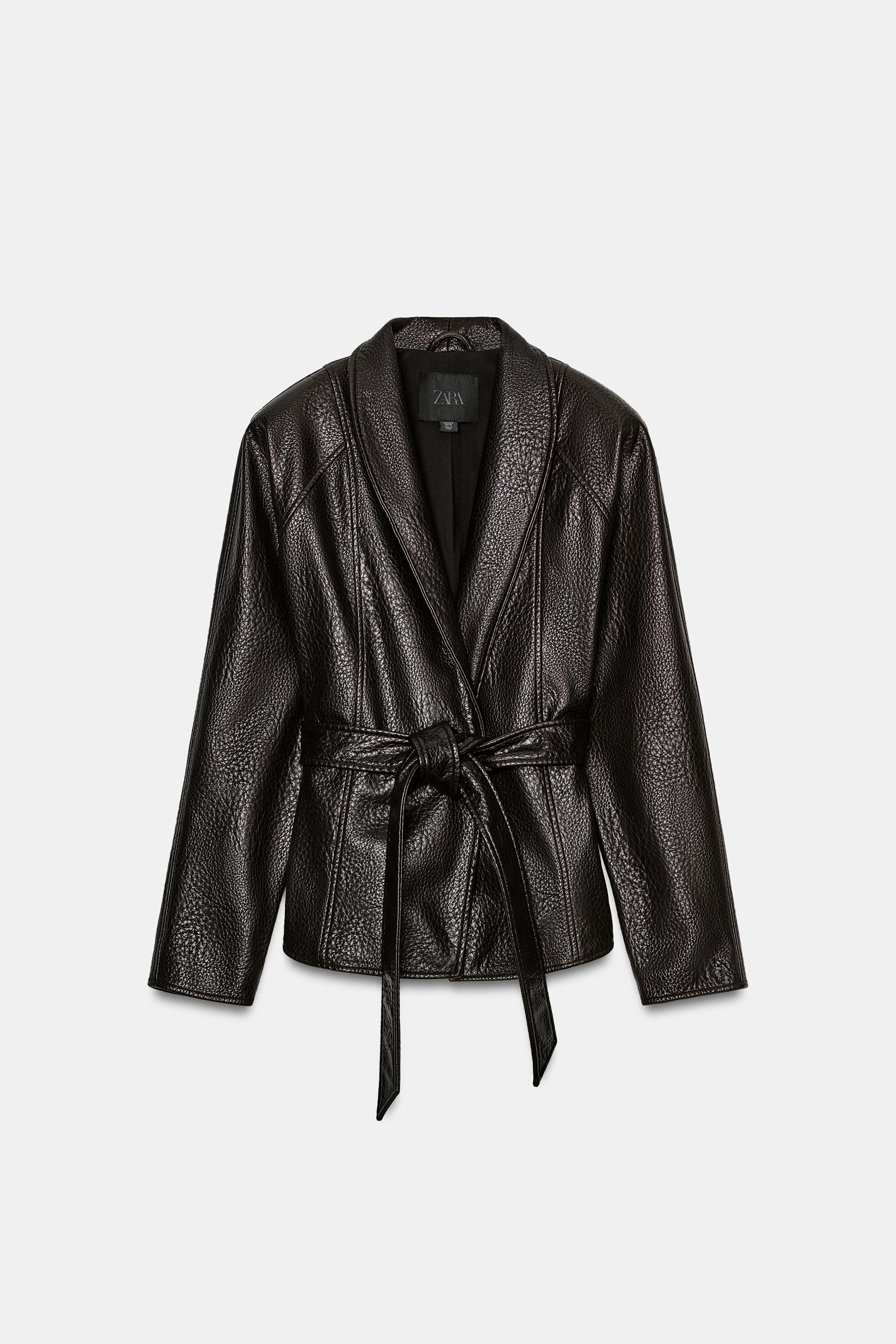 ZW COLLECTION FAUX LEATHER BELTED JACKET | Zara US