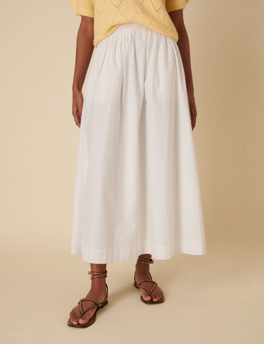White A-line Midi Skirt | Nobody's Child
