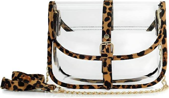 Clear Saddle Cross Body Bag Women Chain Shoulder Handbag Purse | Amazon (US)