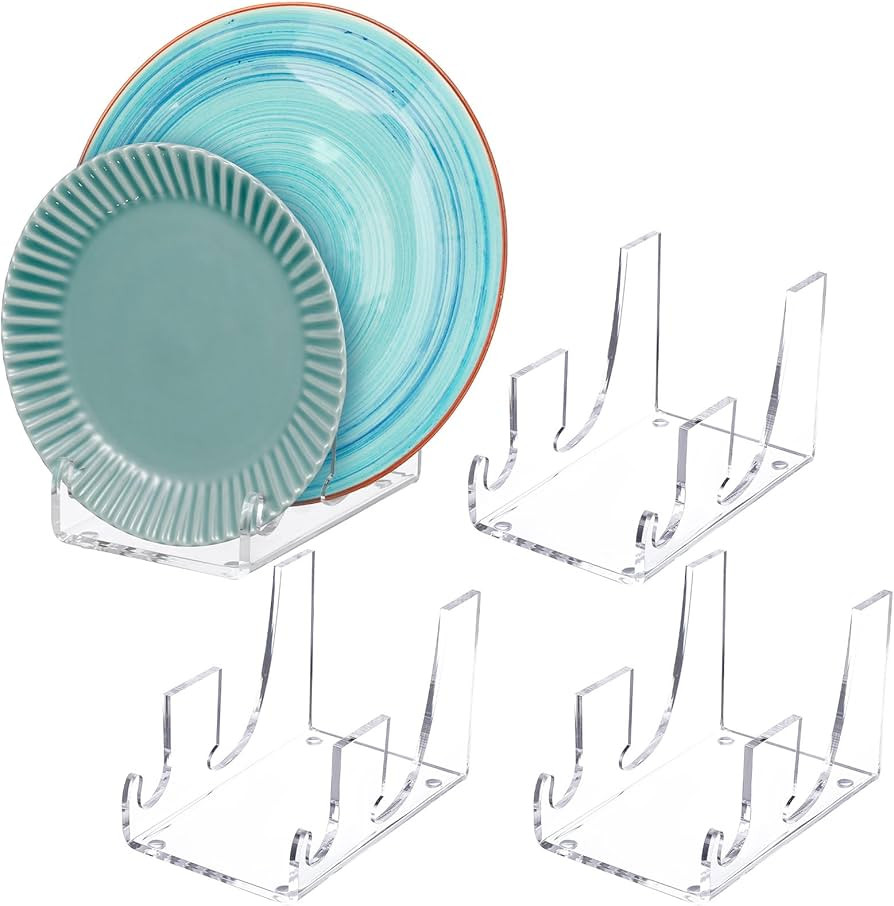 4 Pcs 2 Tier Plate Dinnerware Display Stand Acrylic Clear Plate Stand China Platters Holder Setti... | Amazon (US)