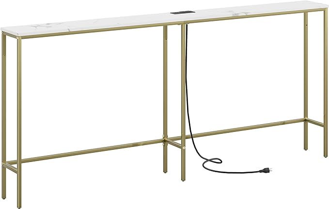 Masupu 70.9 Inch Console Table with Power Outlet,Modern Narrow Long Sofa Table Behind Couch,Skinn... | Amazon (US)