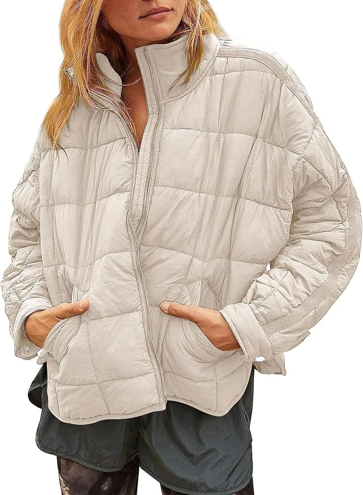 Muchpow Women's Lightweight Down Coat Long Sleeve Full Zipper Oversized Packable Short Puffer Jac... | Amazon (US)