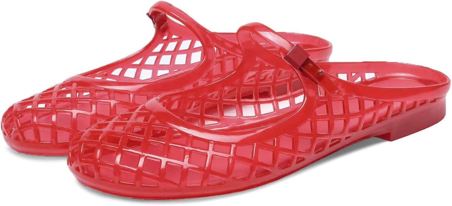 ClassicSter Jelly Mary Janes for Women Mesh Flats Clear Jellies Slide Closed Toe Slip On Mules Be... | Amazon (US)