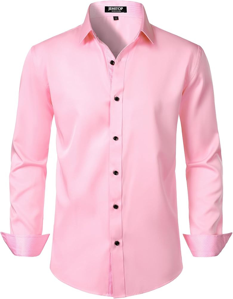 JEMITOP Men's Stretch Multi-Use Long Sleeve Dress Shirts Party Prom Wedding Shirts with Slight Sh... | Amazon (US)