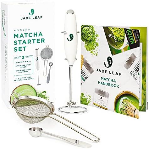 Amazon.com: Jade Leaf Modern Matcha Starter Set - Electric Matcha Whisk + Milk Frother, Stainless... | Amazon (US)