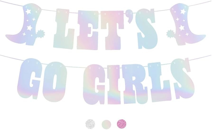 Let's Go Girls Banner Bachelorette Party Decorations - Glitter Western Cowgirl Birthday Banner, L... | Amazon (US)