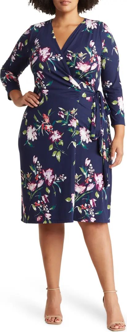 Floral Print V-Neck Jersey Wrap Dress | Nordstrom Rack