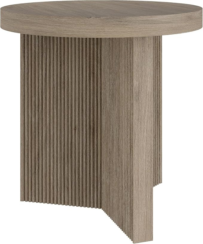 Henn&Hart 22" Wide Round Side Table in Weathered Gray, for Home, Living Room, Bedroom, Entertainm... | Amazon (US)
