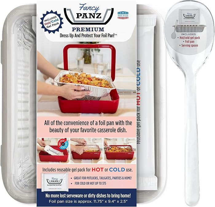 Fancy Panz - White Premium Aluminum Foil Pan Carrier with Lid & Hot/Cold Pack - Elevated Food Ser... | Amazon (US)