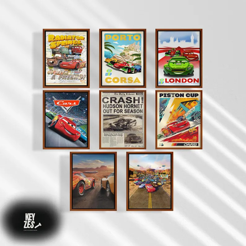 Cars Movie Printable Poster Collection – 8 Retro Art Designs (digital Download) - Etsy Canada | Etsy (US)
