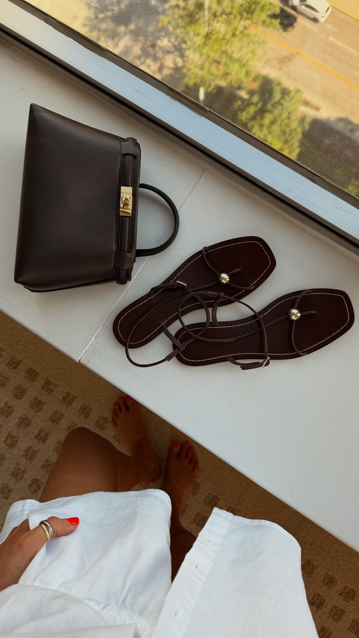 Brown accessories for the win! I love wearing it with whites, blues and yellows