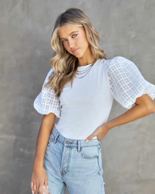 Enchanted Puff Sleeve Top - White | VICI