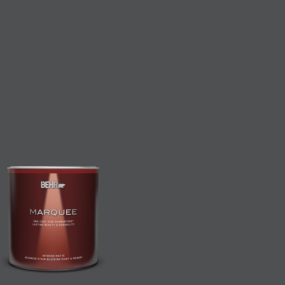 1 qt. #PPU26-01 Satin Black Matte Interior Paint and Primer in One | The Home Depot