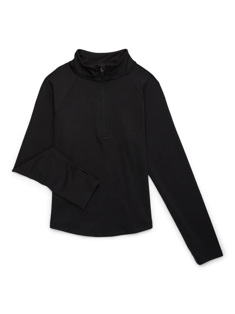 Athletic Works Girl's Active Long-Sleeve Quarter Zip Top, Sizes 4-18 & Plus | Walmart (US)