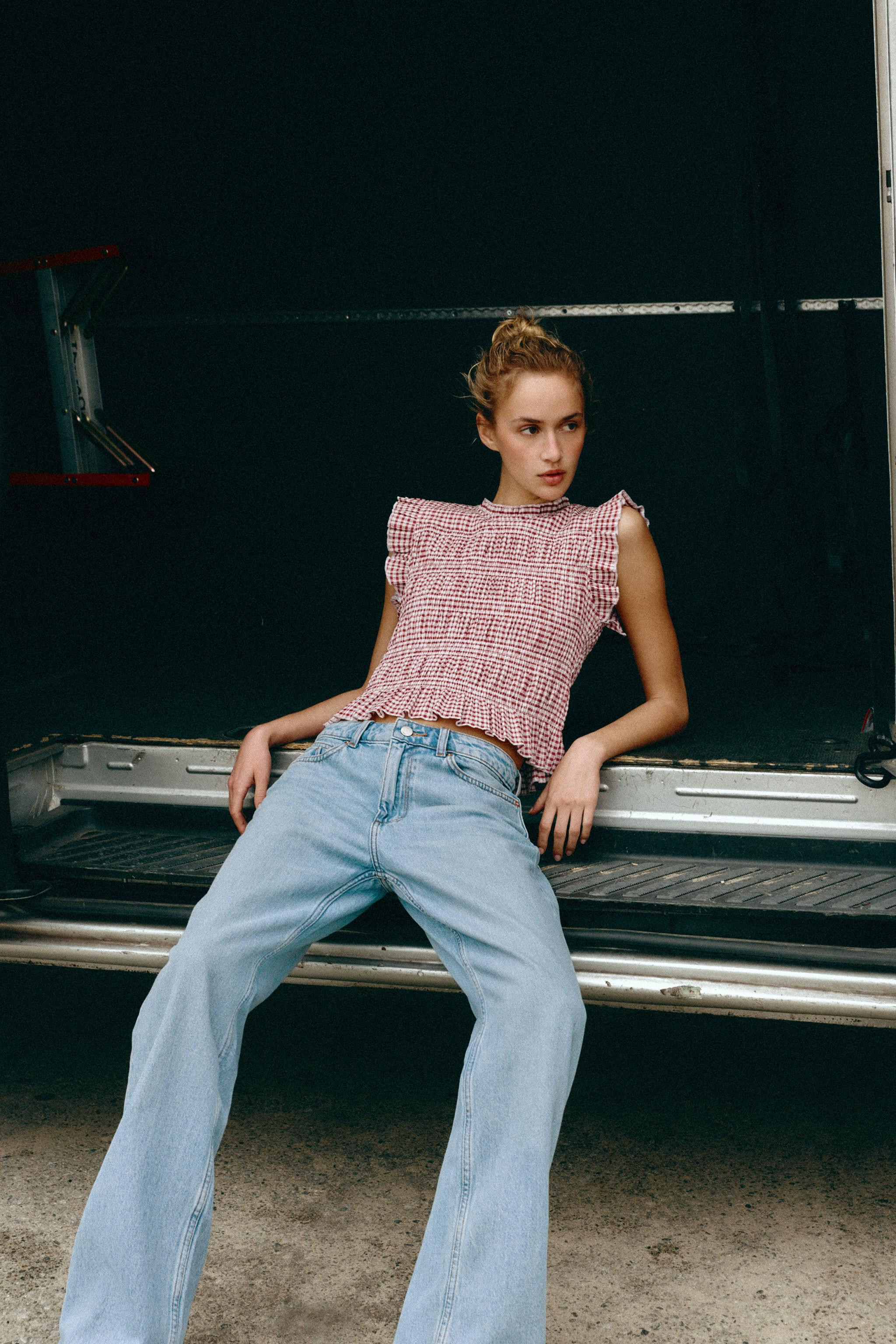 SMOCKED GINGHAM TOP | Zara US